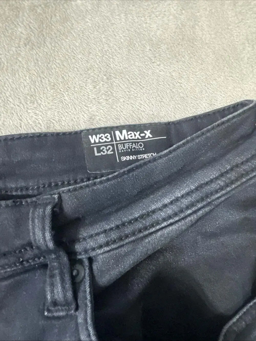 Buffalo David Bitton Max-X Jeans Mens 38x32 Skinny Stretch Moto Biker Blue